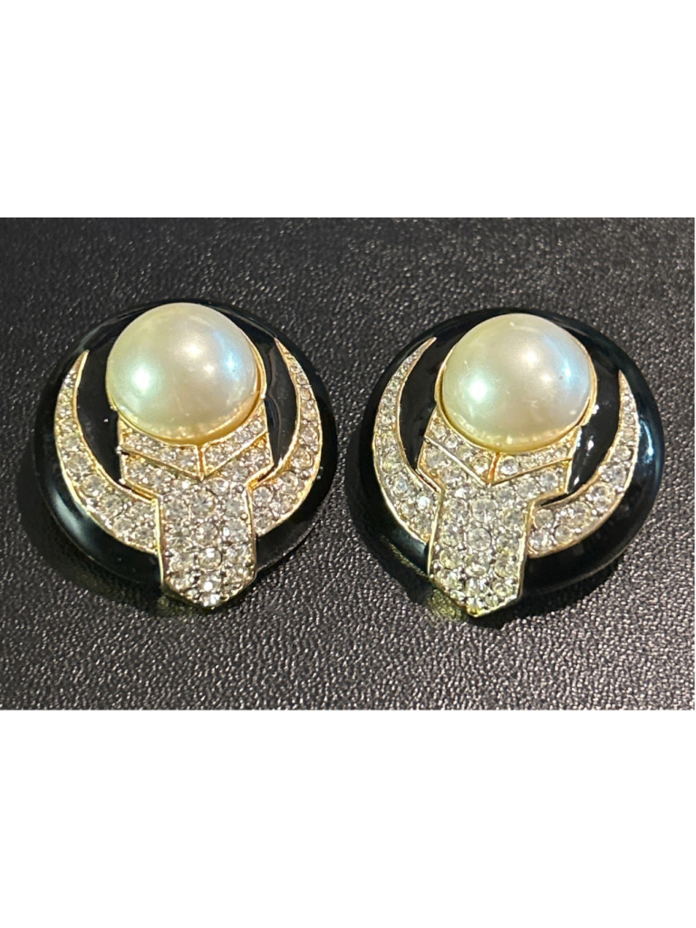 Women's Ciner Clip-On Earrings One Size Black and Gold